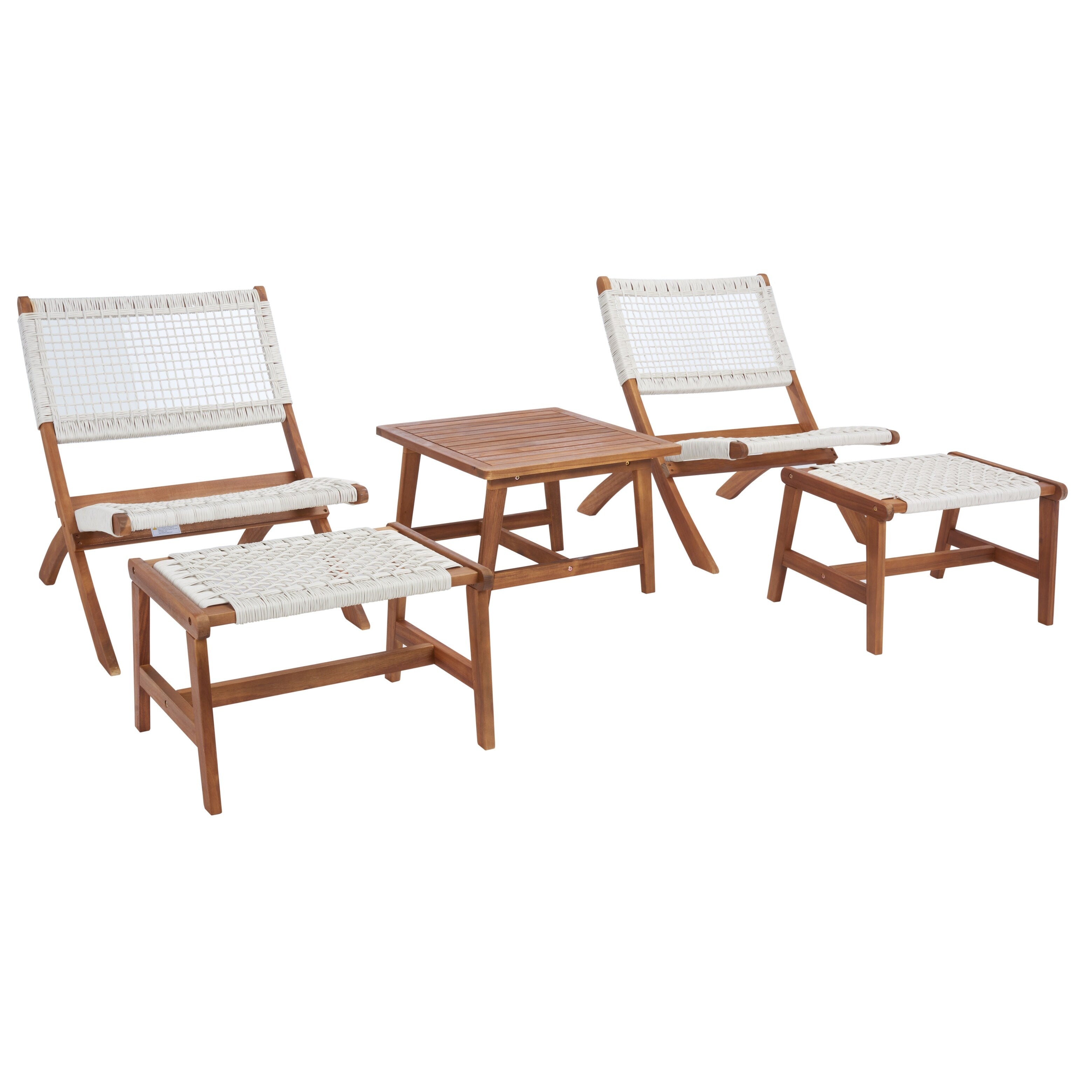 Ensemble de chaises et table d'extérieur SAFAVIEH Lissy en acacia et corde - 24 l x 28 p x 31 h