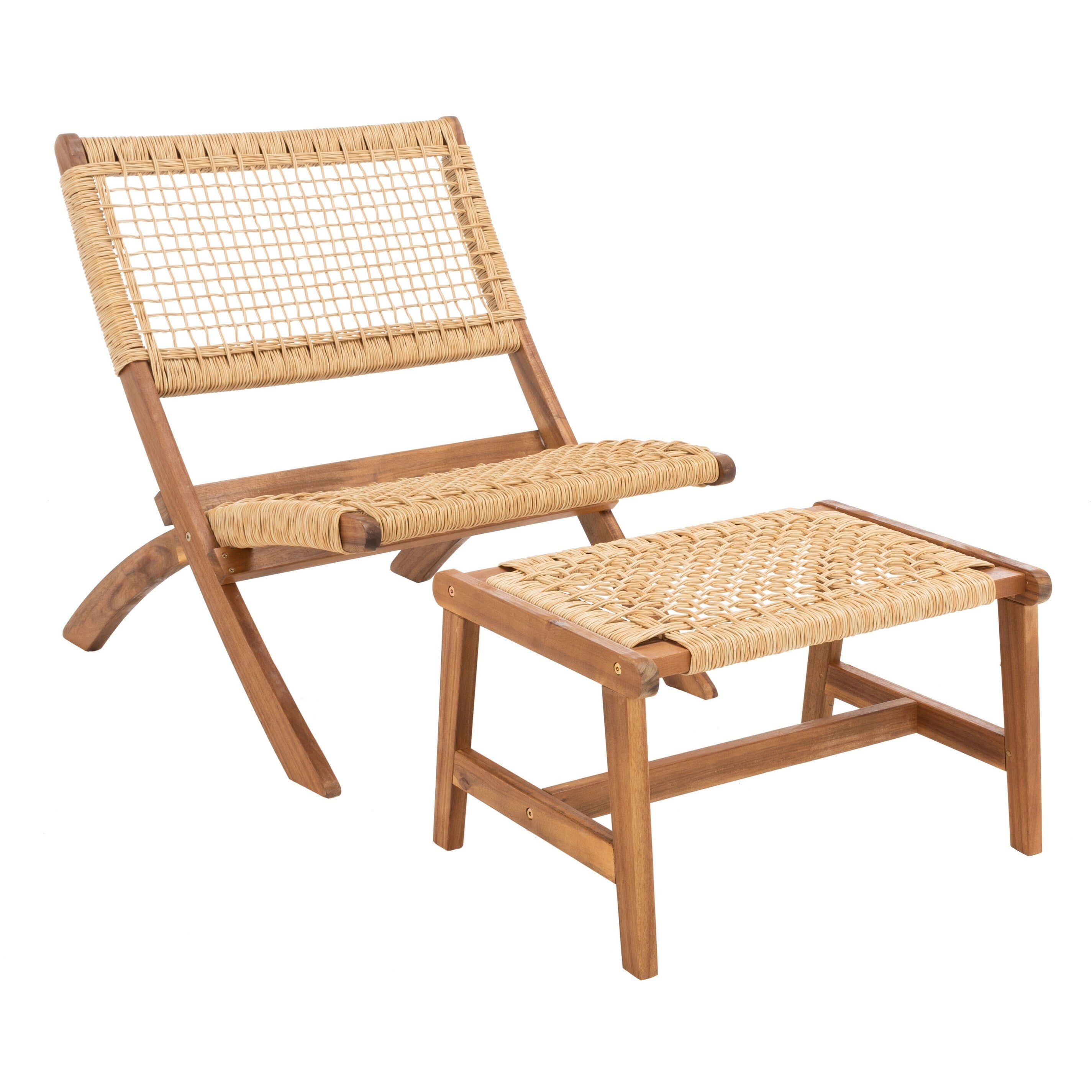 Ensemble de chaises et table d'extérieur SAFAVIEH Lissy en acacia et corde - 24 l x 28 p x 31 h