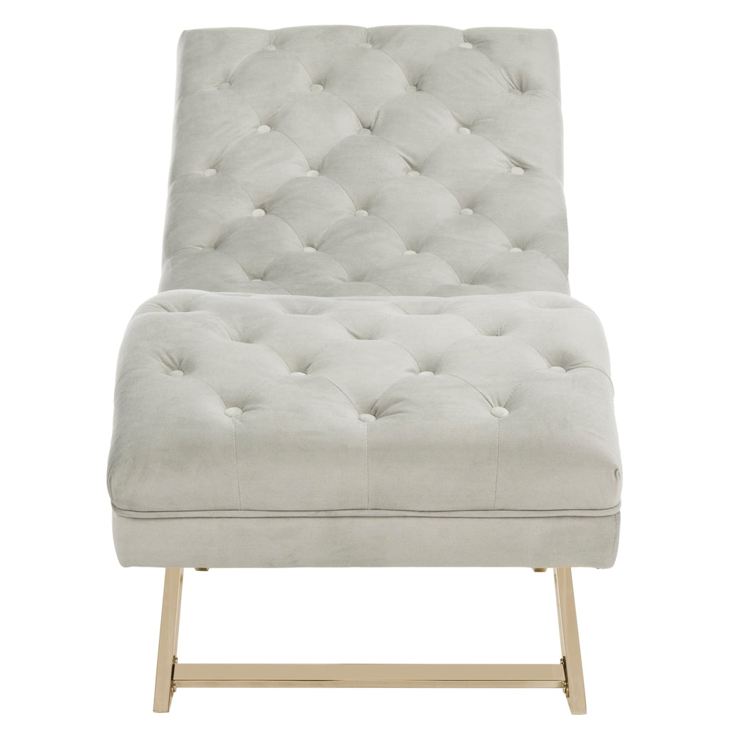 Chaise longue SAFAVIEH Monroe gris/doré avec coussin rond - 65' x 23' x 33'