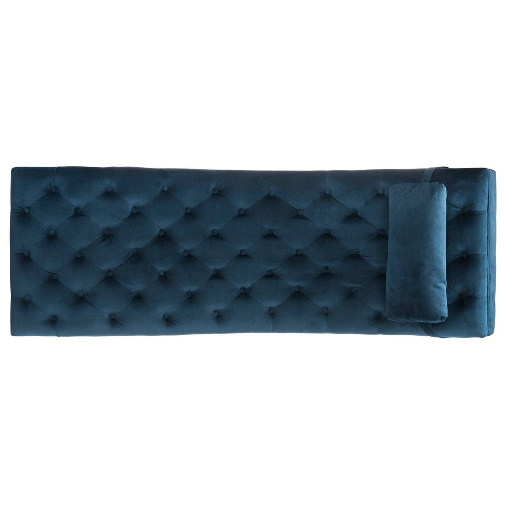 Chaise longue SAFAVIEH Monroe bleu marine/doré avec coussin rond - 65' x 23' x 33'