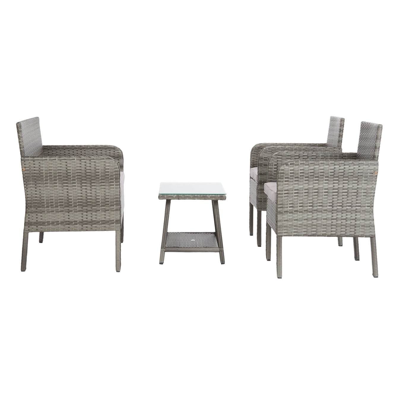 Ensemble de salon de jardin 4 pièces SAFAVIEH Aboka en osier et acier - 42 l x 21 p x 31 h