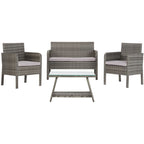 Ensemble de salon de jardin 4 pièces SAFAVIEH Aboka en osier et acier - 42 l x 21 p x 31 h