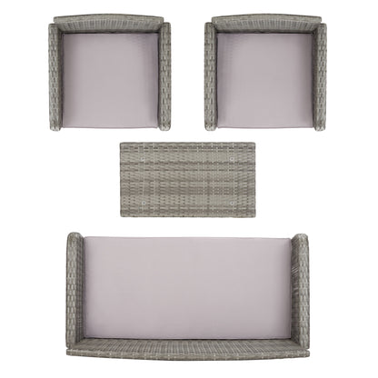Ensemble de salon de jardin 4 pièces SAFAVIEH Aboka en osier et acier - 42 l x 21 p x 31 h