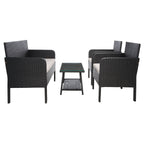 Ensemble de salon de jardin 4 pièces SAFAVIEH Aboka en osier et acier - 42 l x 21 p x 31 h