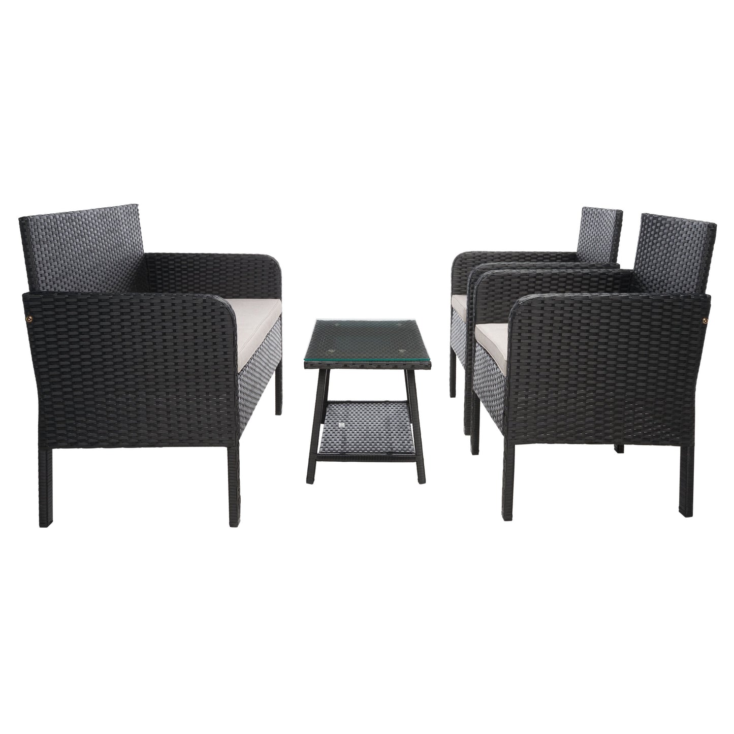Ensemble de salon de jardin 4 pièces SAFAVIEH Aboka en osier et acier - 42 l x 21 p x 31 h