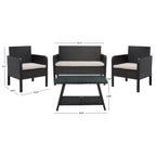 Ensemble de salon de jardin 4 pièces SAFAVIEH Aboka en osier et acier - 42 l x 21 p x 31 h