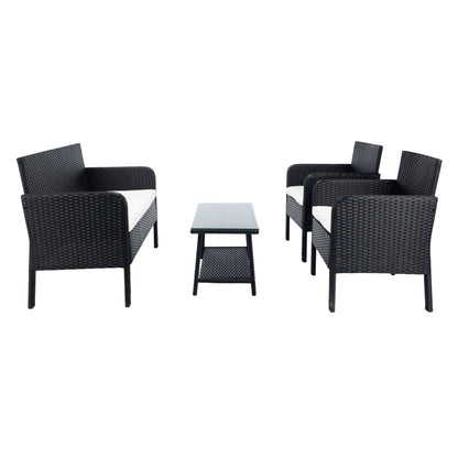Ensemble de salon de jardin 4 pièces SAFAVIEH Aboka en osier et acier - 42 l x 21 p x 31 h