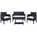 Ensemble de salon de jardin 4 pièces SAFAVIEH Aboka en osier et acier - 42 l x 21 p x 31 h