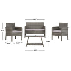 Ensemble de salon de jardin 4 pièces SAFAVIEH Aboka en osier et acier - 42 l x 21 p x 31 h