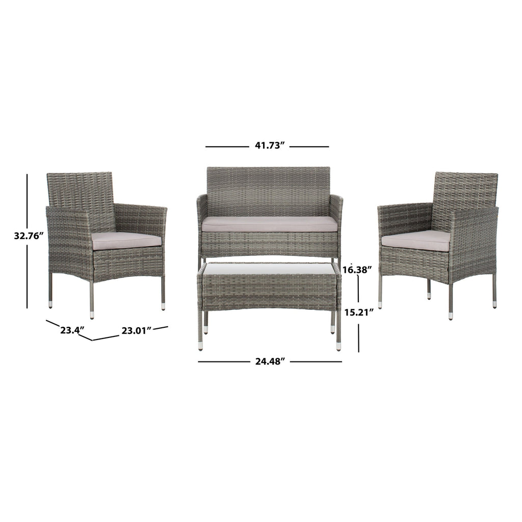 Ensemble de jardin d'extérieur Amiyah 4 pièces SAFAVIEH - 24 l x 16 p x 15 h