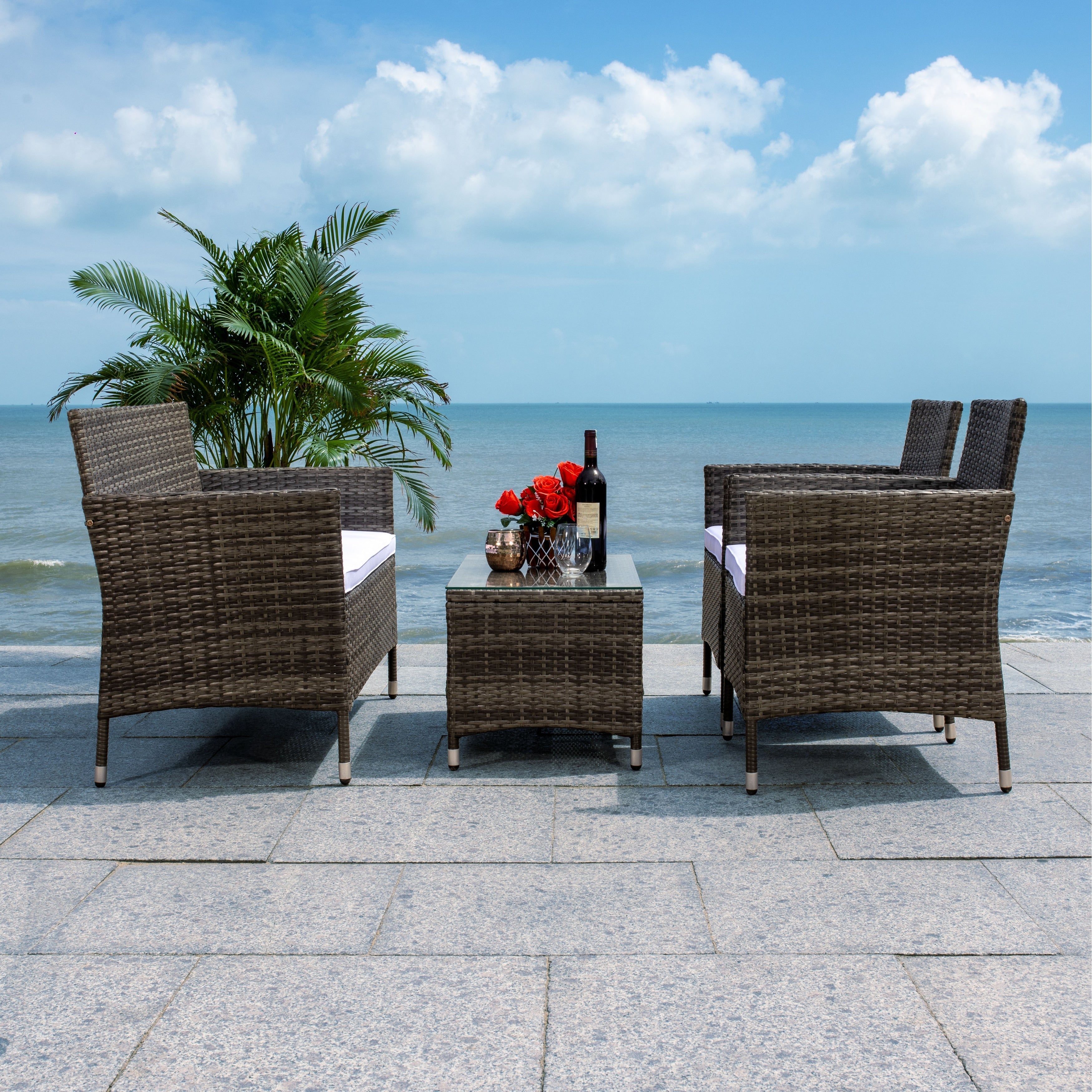 Ensemble de jardin d'extérieur SAFAVIEH Bandele 4 pièces - 41 l x 23 P x 31 H
