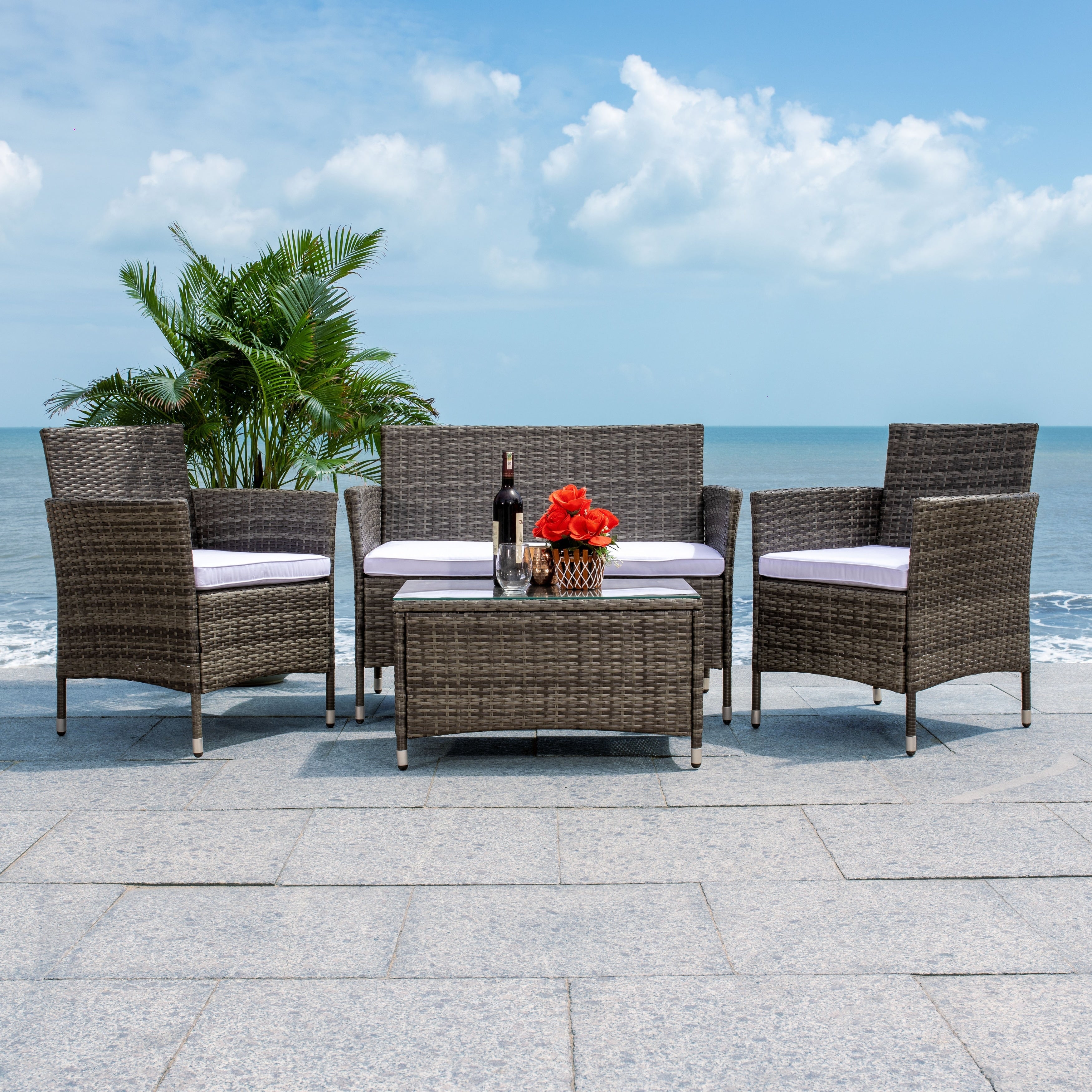 Ensemble de jardin d'extérieur SAFAVIEH Bandele 4 pièces - 41 l x 23 P x 31 H