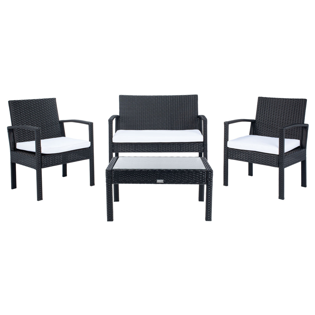 Ensemble de patio d'extérieur Bassey 4 pièces SAFAVIEH - 40 l x 24 p x 32 h