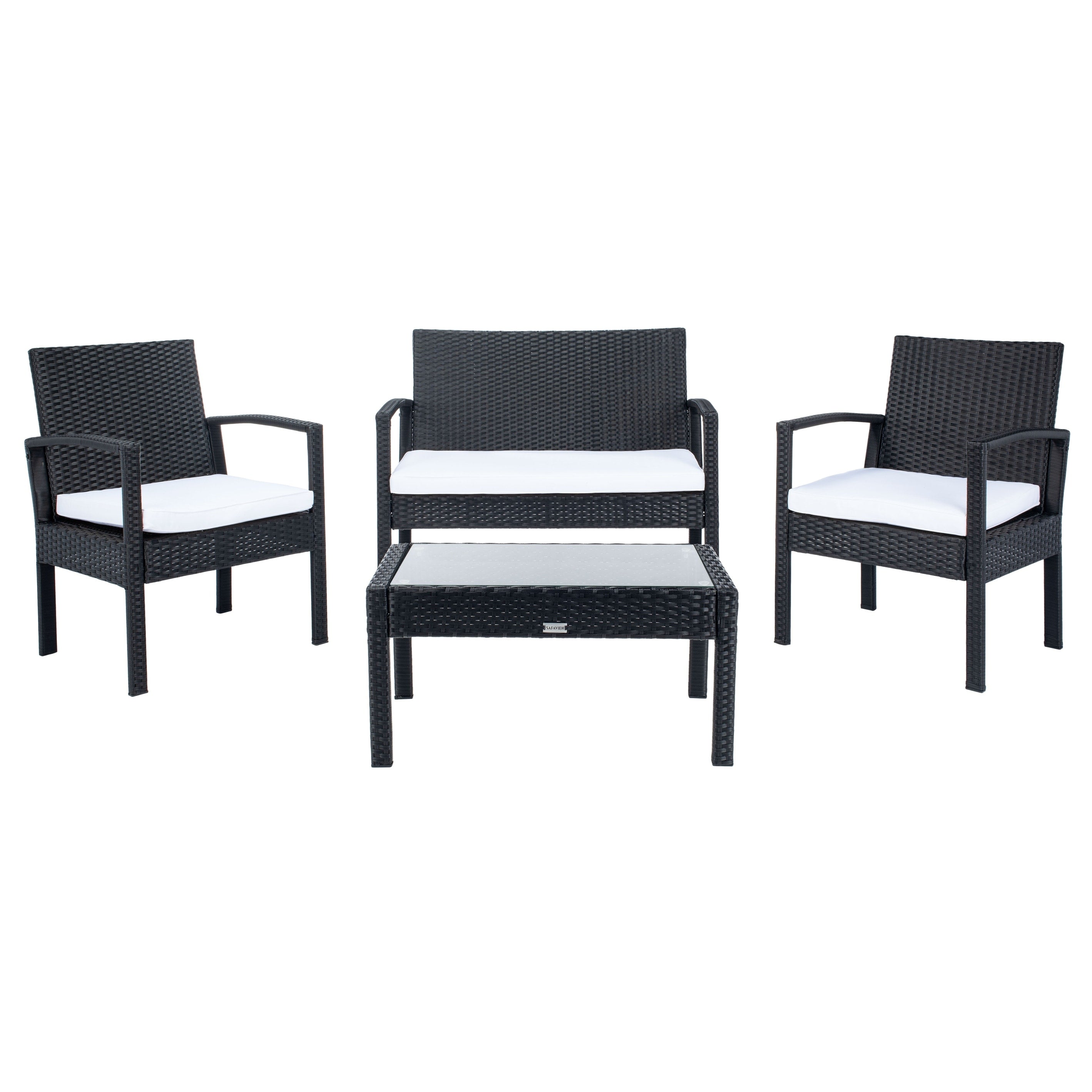 Ensemble de patio d'extérieur Bassey 4 pièces SAFAVIEH - 40 l x 24 p x 32 h