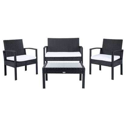 Ensemble de patio d'extérieur Bassey 4 pièces SAFAVIEH - 40 l x 24 p x 32 h