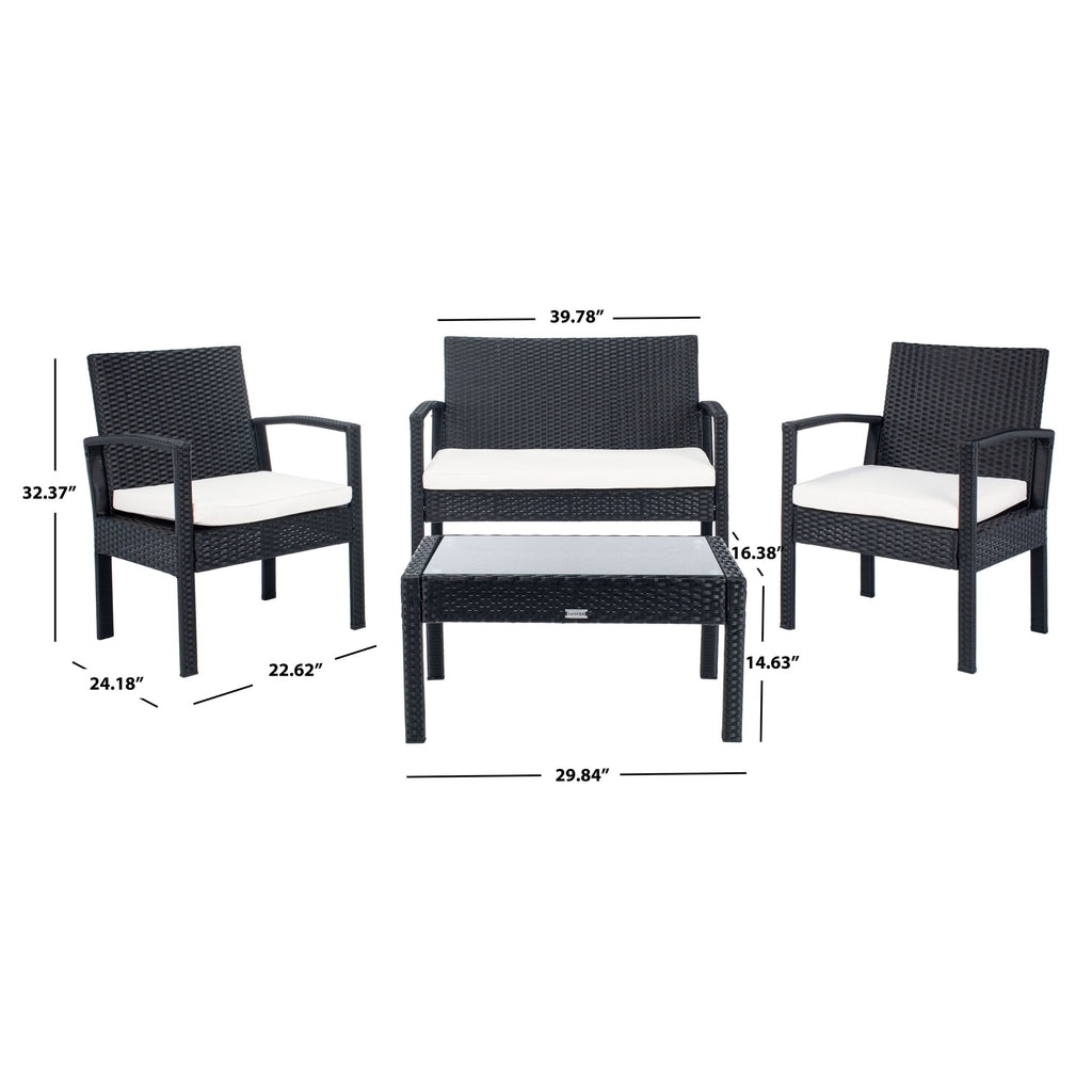 Ensemble de patio d'extérieur Bassey 4 pièces SAFAVIEH - 40 l x 24 p x 32 h