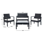 Ensemble de patio d'extérieur Bassey 4 pièces SAFAVIEH - 40 l x 24 p x 32 h