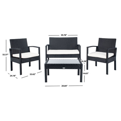 Ensemble de patio d'extérieur Bassey 4 pièces SAFAVIEH - 40 l x 24 p x 32 h