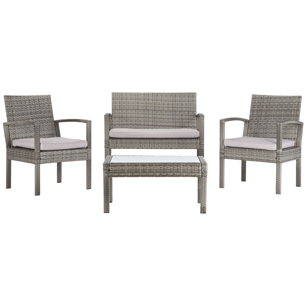 Ensemble de patio d'extérieur Bassey 4 pièces SAFAVIEH - 40 l x 24 p x 32 h
