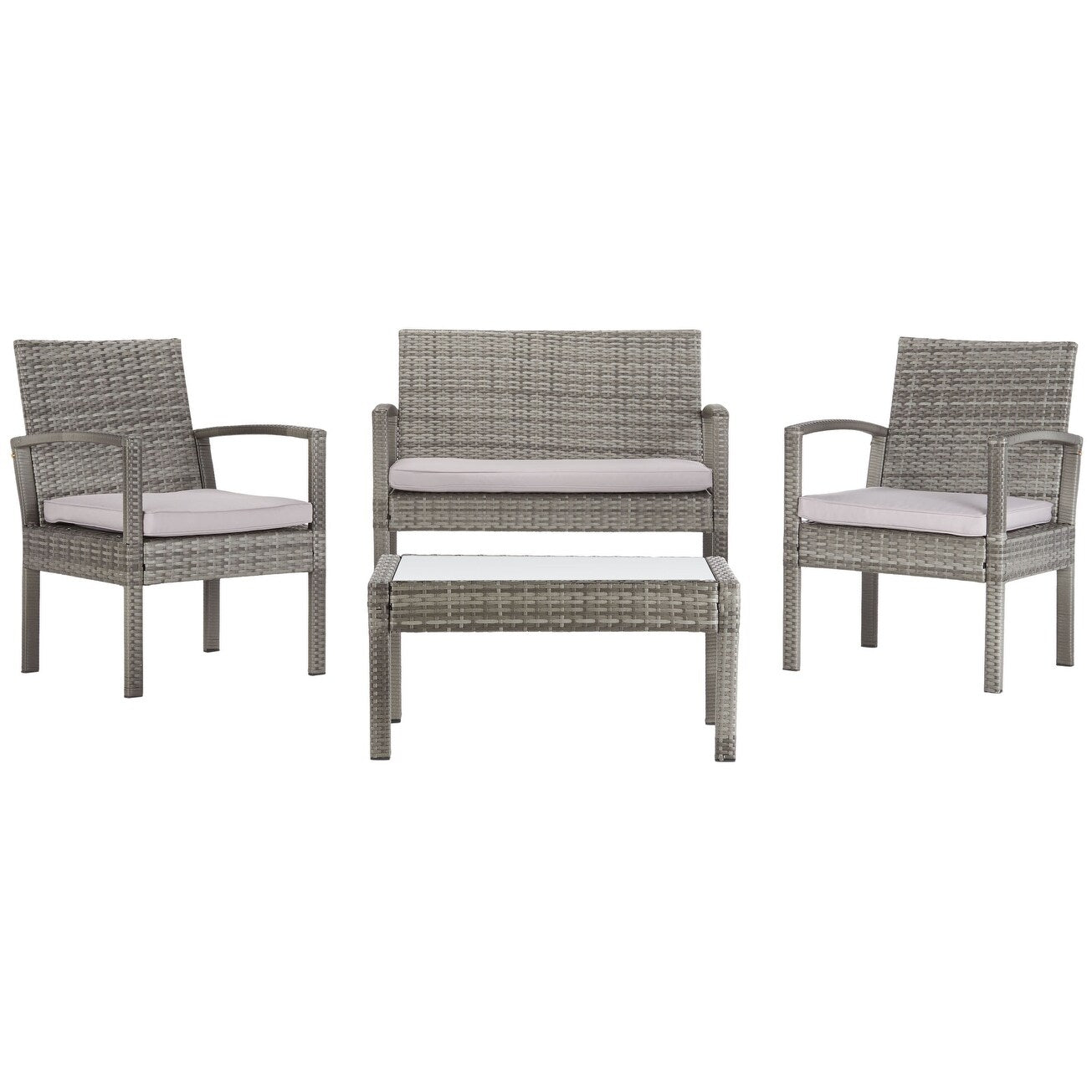 Ensemble de patio d'extérieur Bassey 4 pièces SAFAVIEH - 40 l x 24 p x 32 h