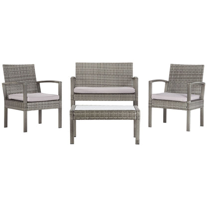 Ensemble de patio d'extérieur Bassey 4 pièces SAFAVIEH - 40 l x 24 p x 32 h