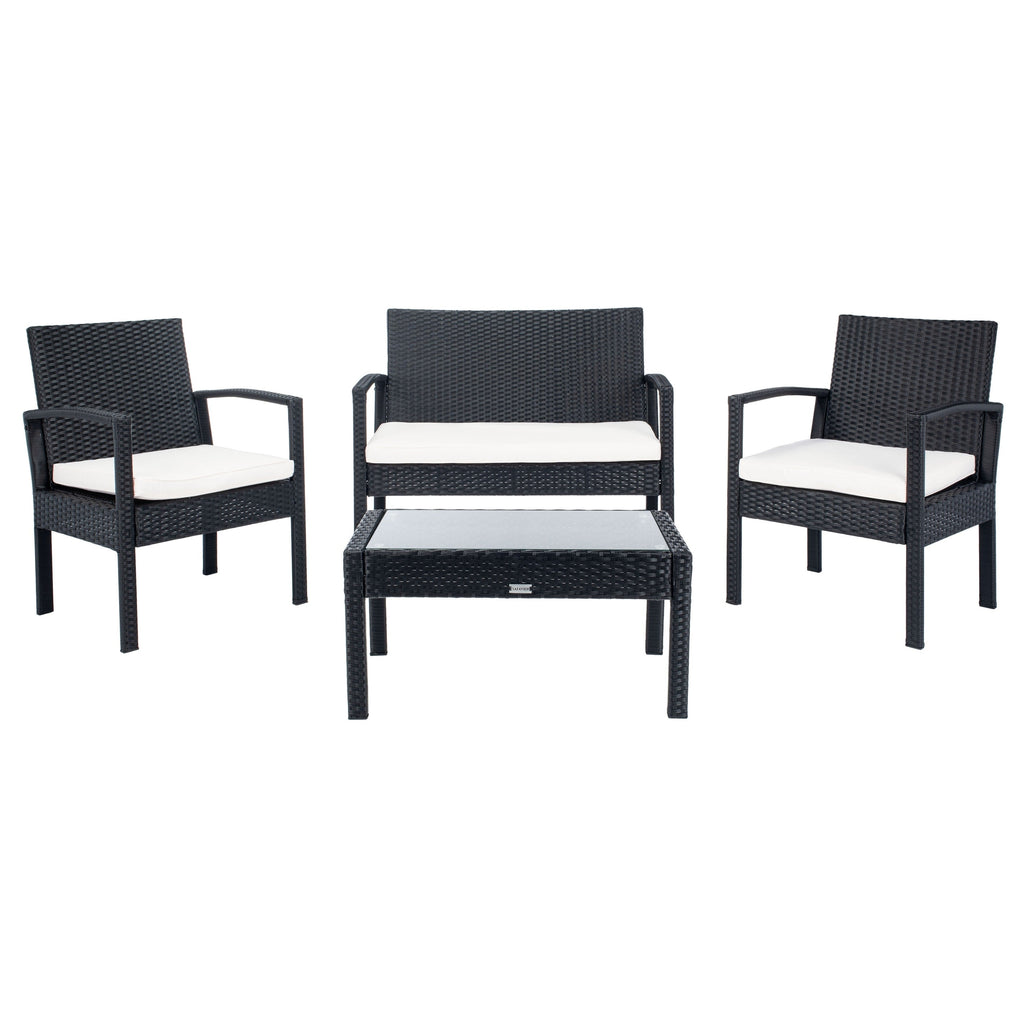 Ensemble de patio d'extérieur Bassey 4 pièces SAFAVIEH - 40 l x 24 p x 32 h