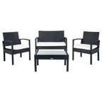 Ensemble de patio d'extérieur Bassey 4 pièces SAFAVIEH - 40 l x 24 p x 32 h