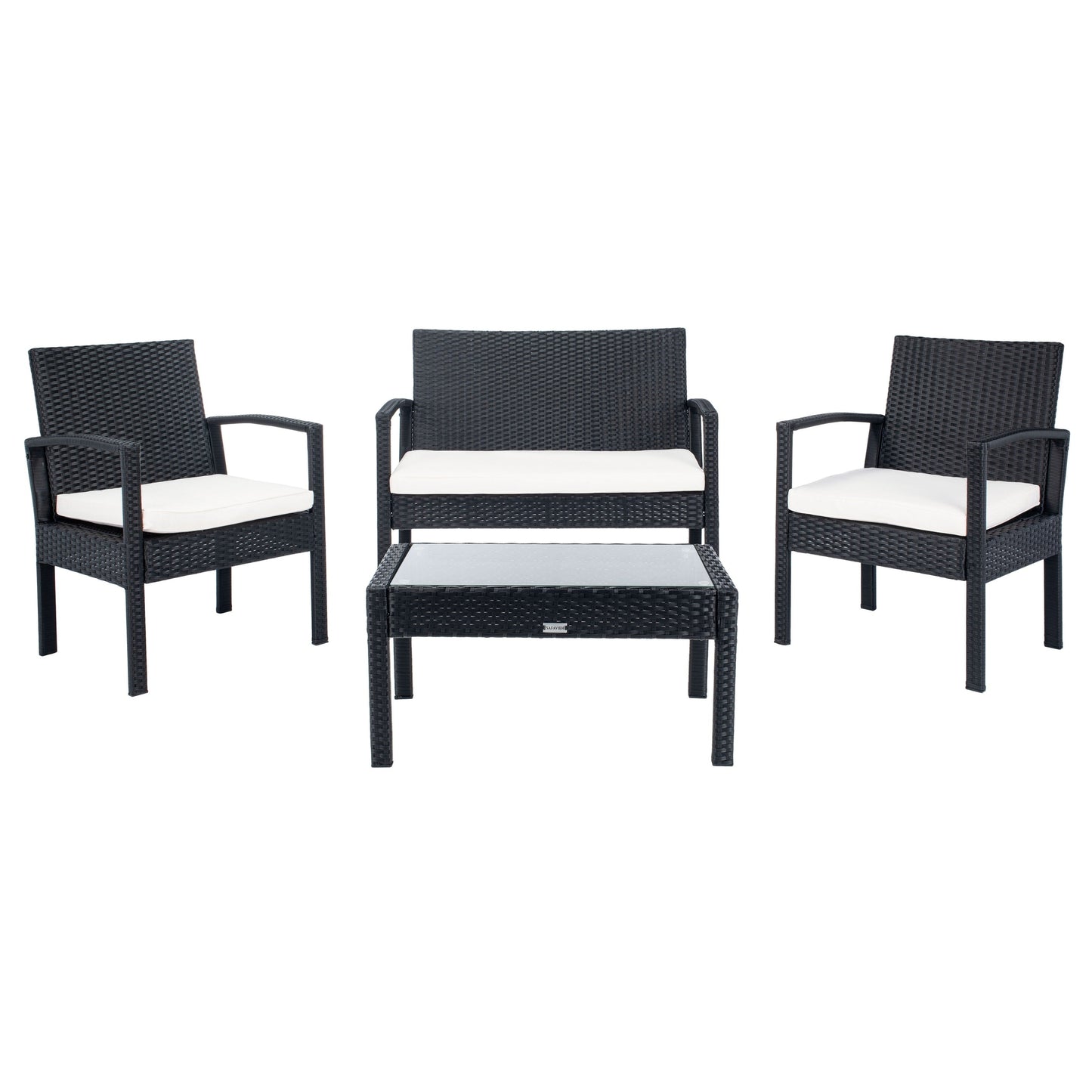 Ensemble de patio d'extérieur Bassey 4 pièces SAFAVIEH - 40 l x 24 p x 32 h