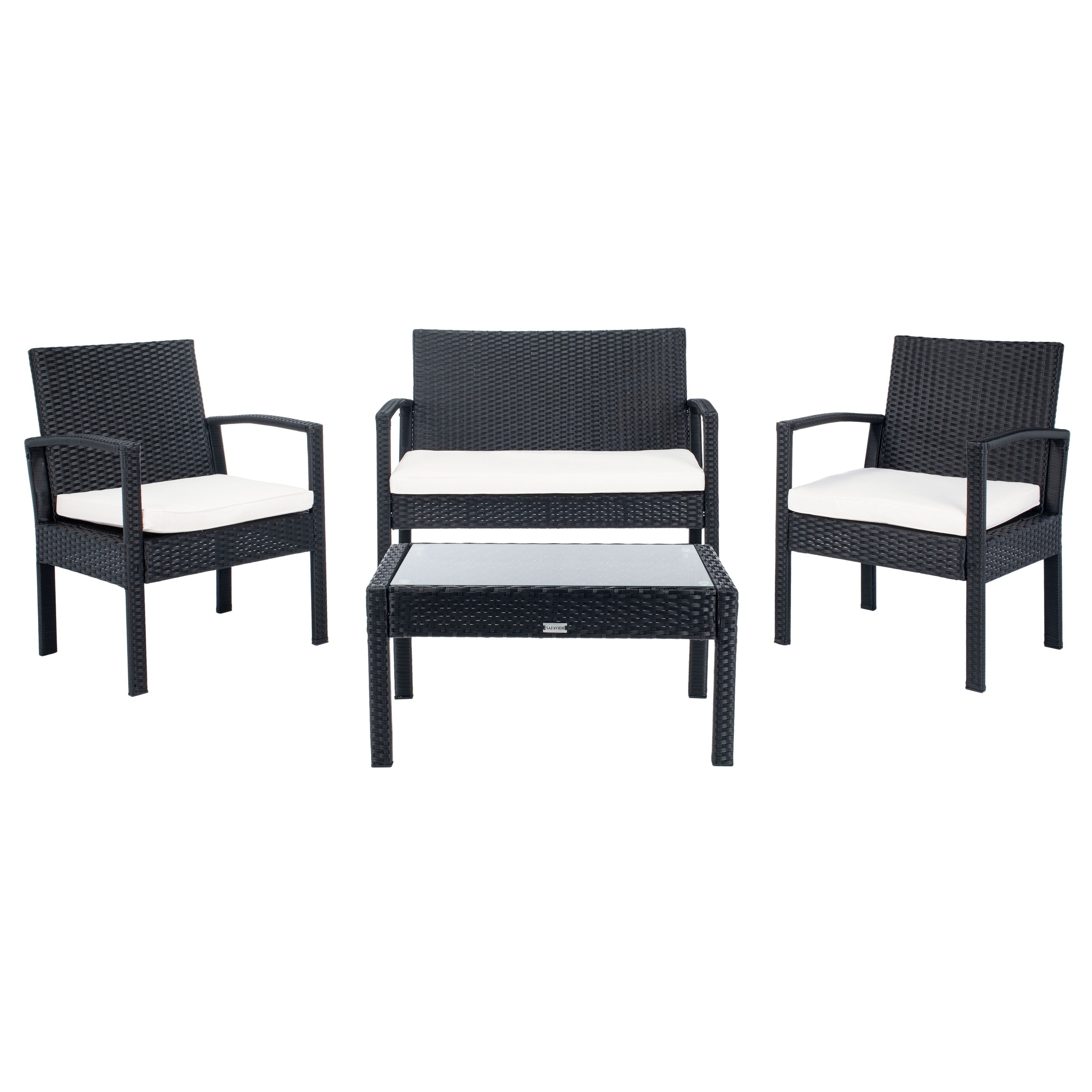 Ensemble de patio d'extérieur Bassey 4 pièces SAFAVIEH - 40 l x 24 p x 32 h
