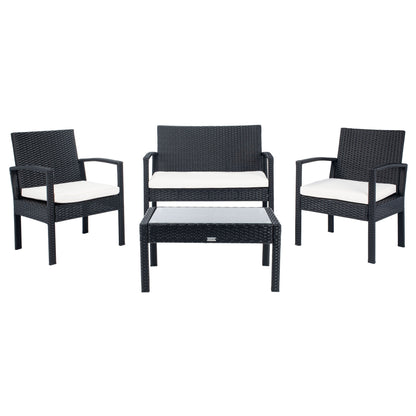 Ensemble de patio d'extérieur Bassey 4 pièces SAFAVIEH - 40 l x 24 p x 32 h