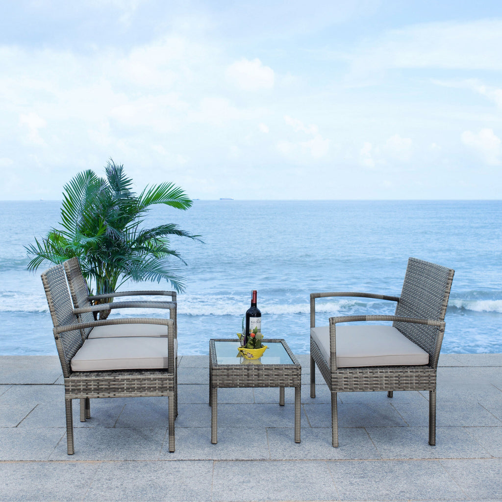 Ensemble de patio d'extérieur Bassey 4 pièces SAFAVIEH - 40 l x 24 p x 32 h