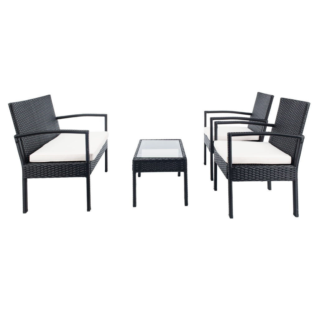 Ensemble de patio d'extérieur Bassey 4 pièces SAFAVIEH - 40 l x 24 p x 32 h