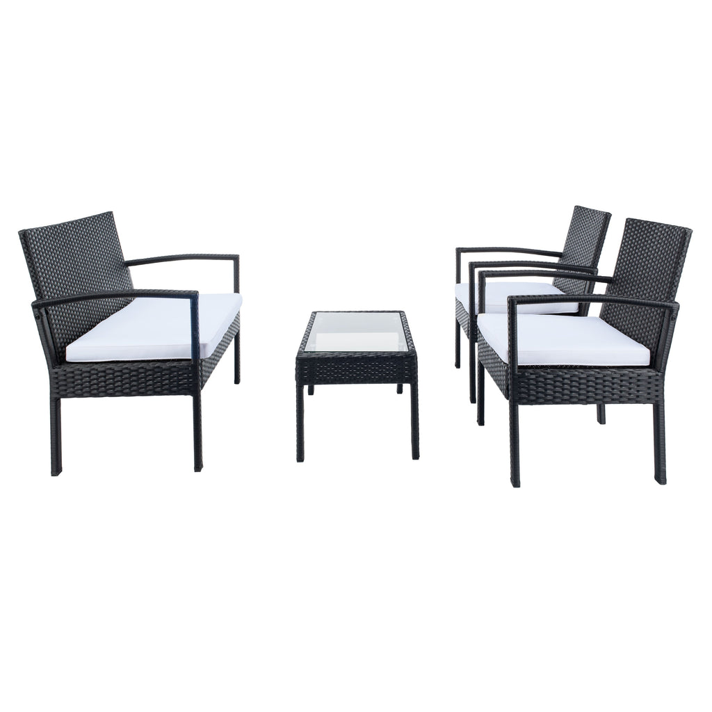 Ensemble de patio d'extérieur Bassey 4 pièces SAFAVIEH - 40 l x 24 p x 32 h