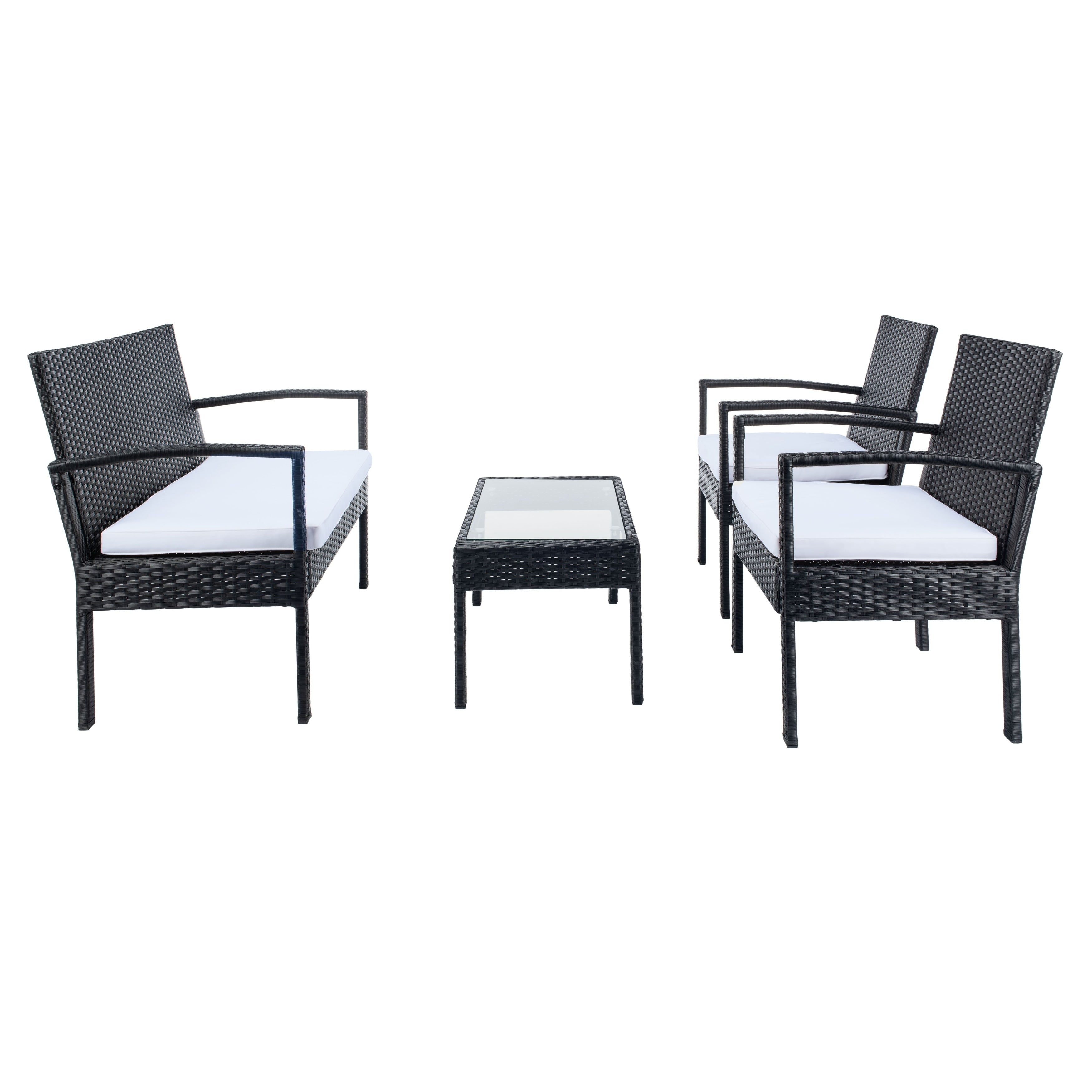 Ensemble de patio d'extérieur Bassey 4 pièces SAFAVIEH - 40 l x 24 p x 32 h