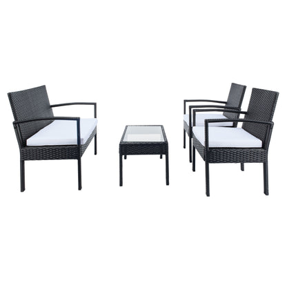 Ensemble de patio d'extérieur Bassey 4 pièces SAFAVIEH - 40 l x 24 p x 32 h