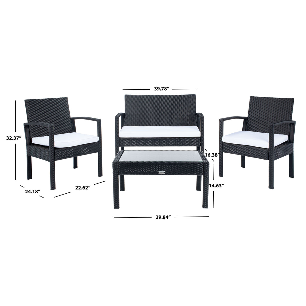 Ensemble de patio d'extérieur Bassey 4 pièces SAFAVIEH - 40 l x 24 p x 32 h