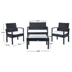 Ensemble de patio d'extérieur Bassey 4 pièces SAFAVIEH - 40 l x 24 p x 32 h