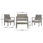 Ensemble de patio d'extérieur Bassey 4 pièces SAFAVIEH - 40 l x 24 p x 32 h