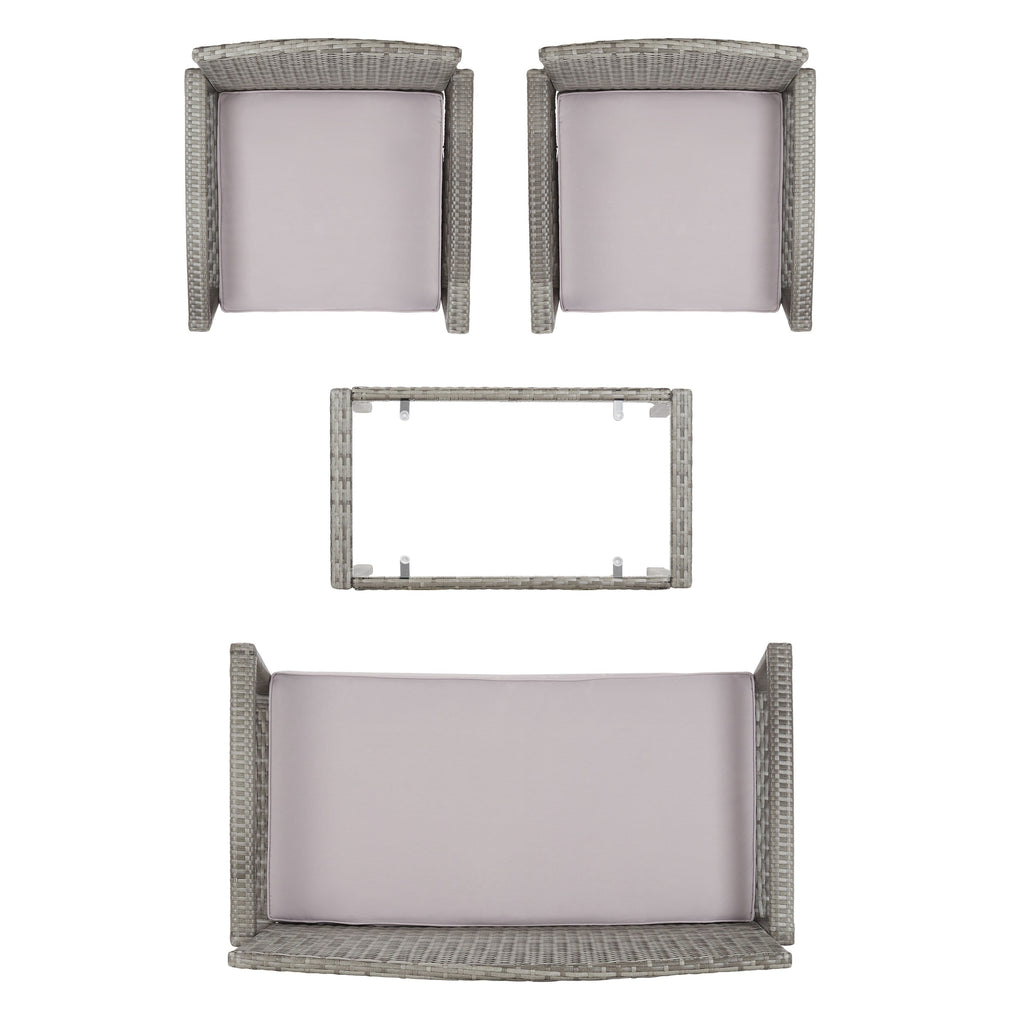 Ensemble de patio d'extérieur Bassey 4 pièces SAFAVIEH - 40 l x 24 p x 32 h