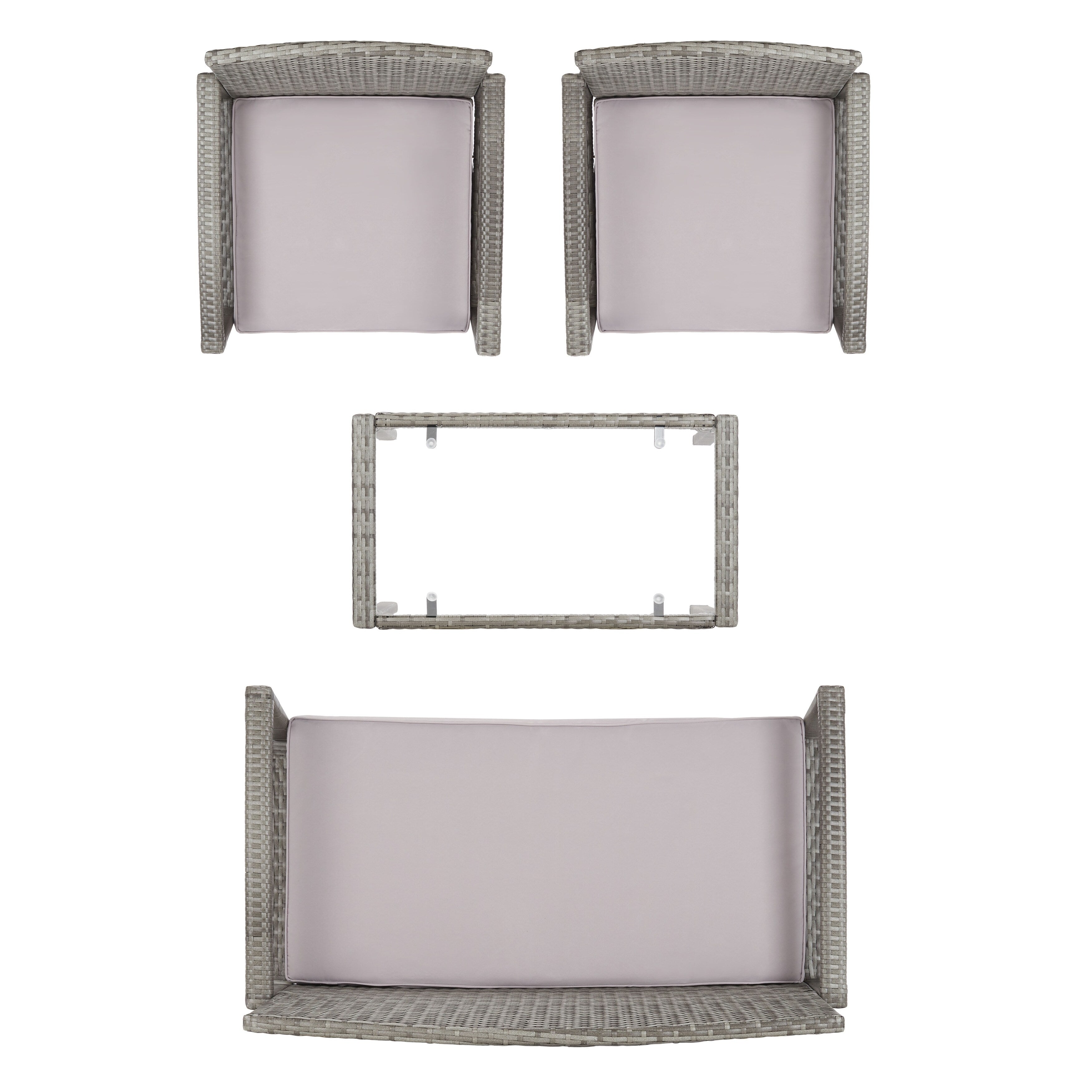 Ensemble de patio d'extérieur Bassey 4 pièces SAFAVIEH - 40 l x 24 p x 32 h