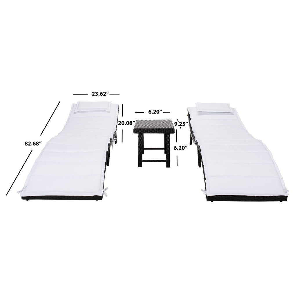 SAFAVIEH Outdoor Blaguna 3-Piece Sun Lounger Set - 83Wx20Dx24H
