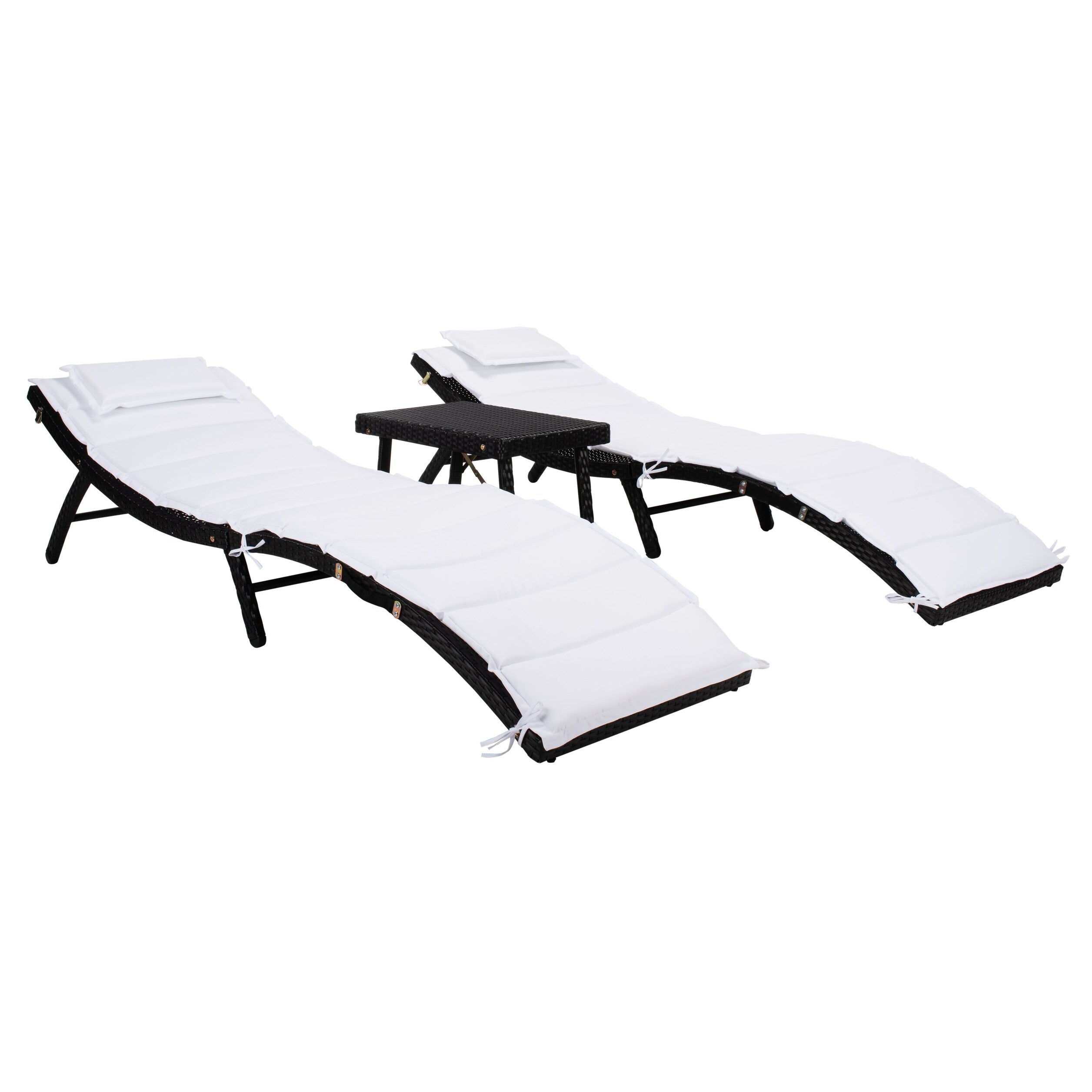 Ensemble de chaises longues d'extérieur Blaguna 3 pièces SAFAVIEH - 83 x 20 x 24 cm