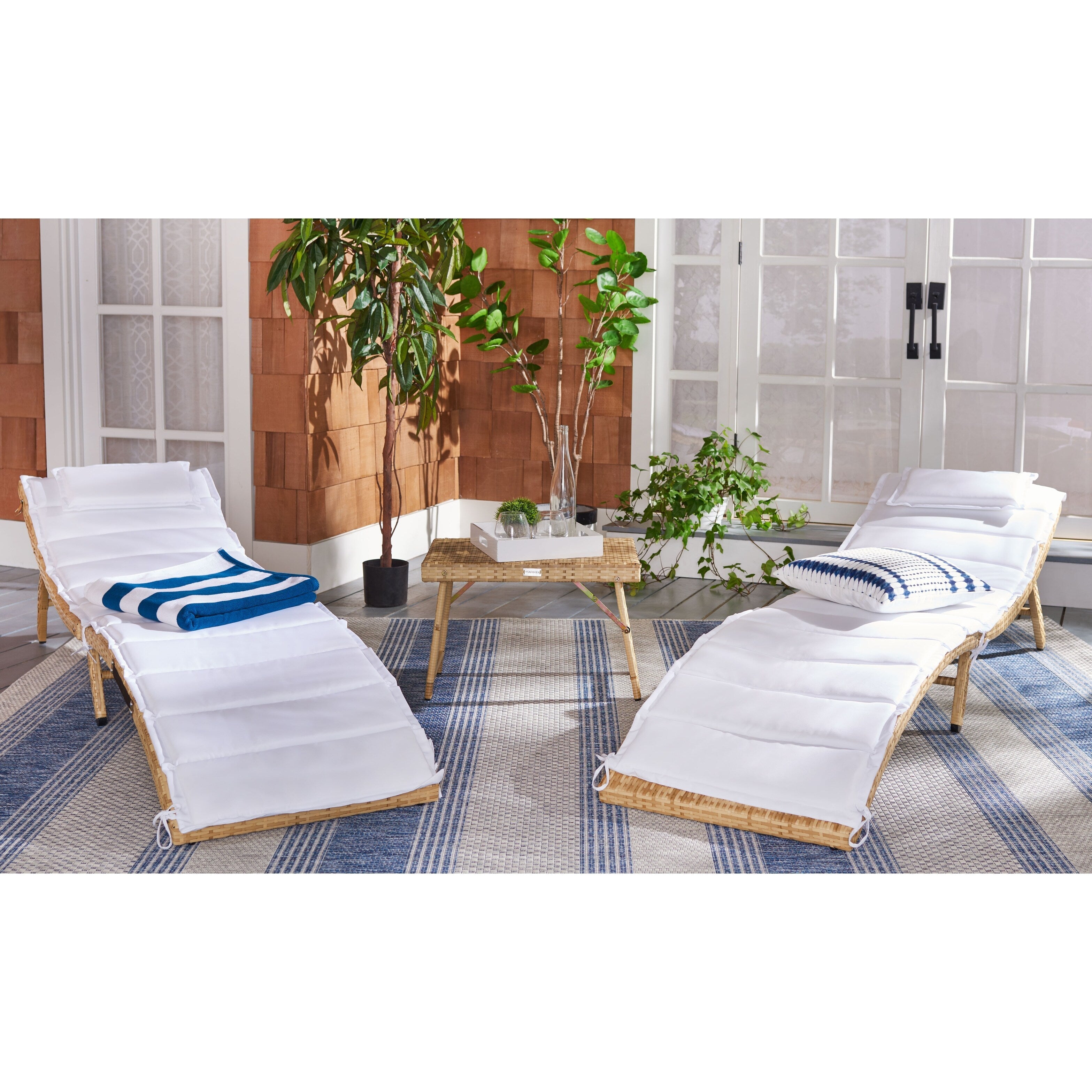 Ensemble de chaises longues d'extérieur Blaguna 3 pièces SAFAVIEH - 83 x 20 x 24 cm