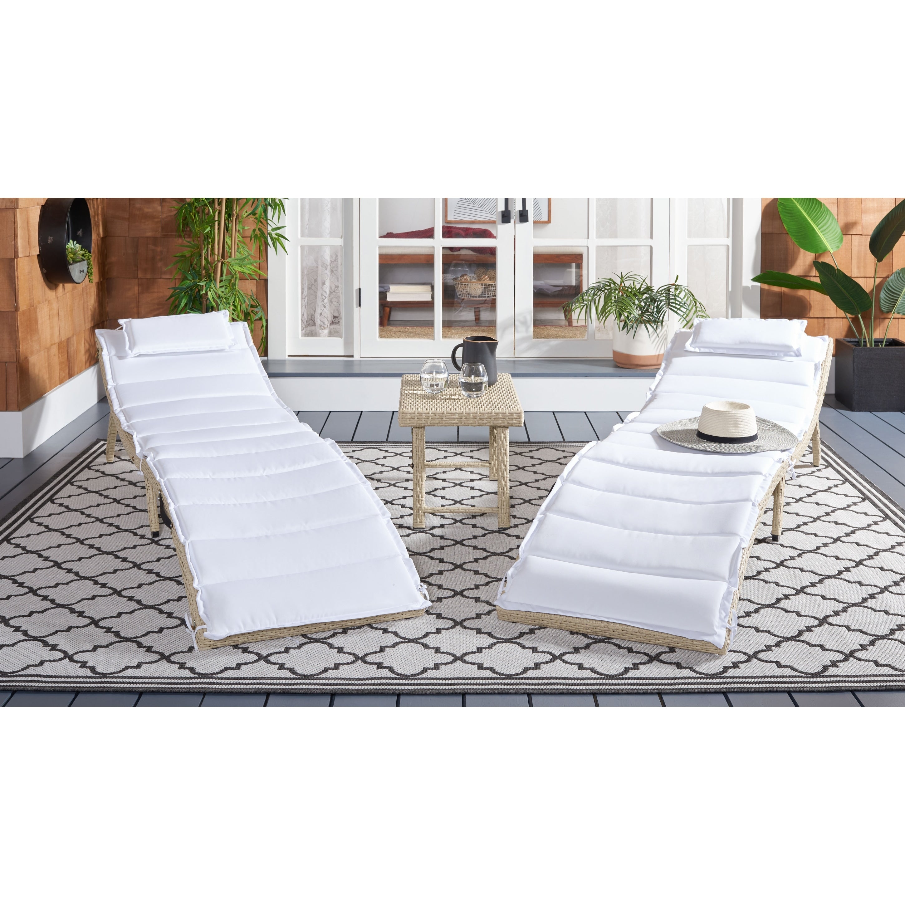 Ensemble de chaises longues d'extérieur Blaguna 3 pièces SAFAVIEH - 83 x 20 x 24 cm