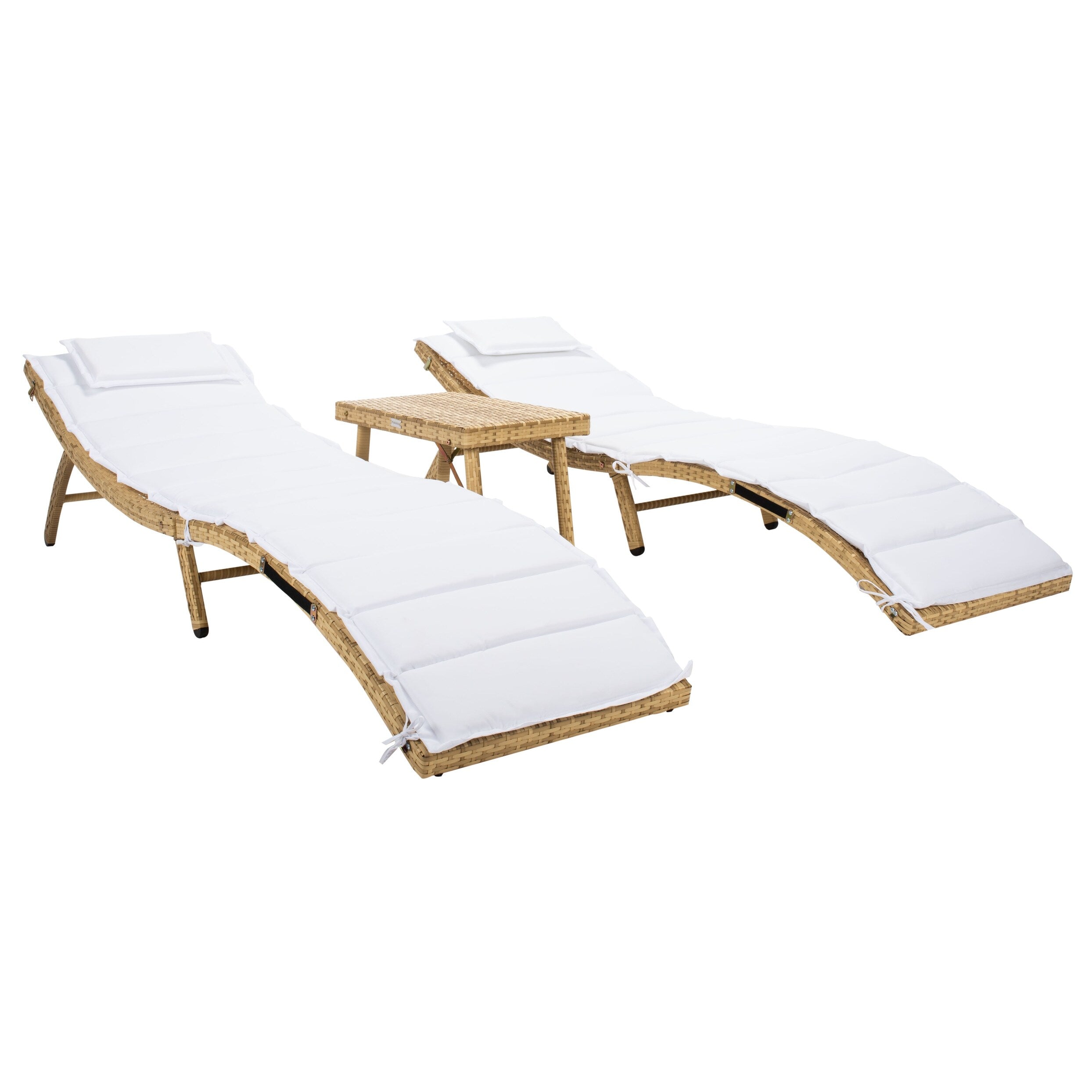 Ensemble de chaises longues d'extérieur Blaguna 3 pièces SAFAVIEH - 83 x 20 x 24 cm