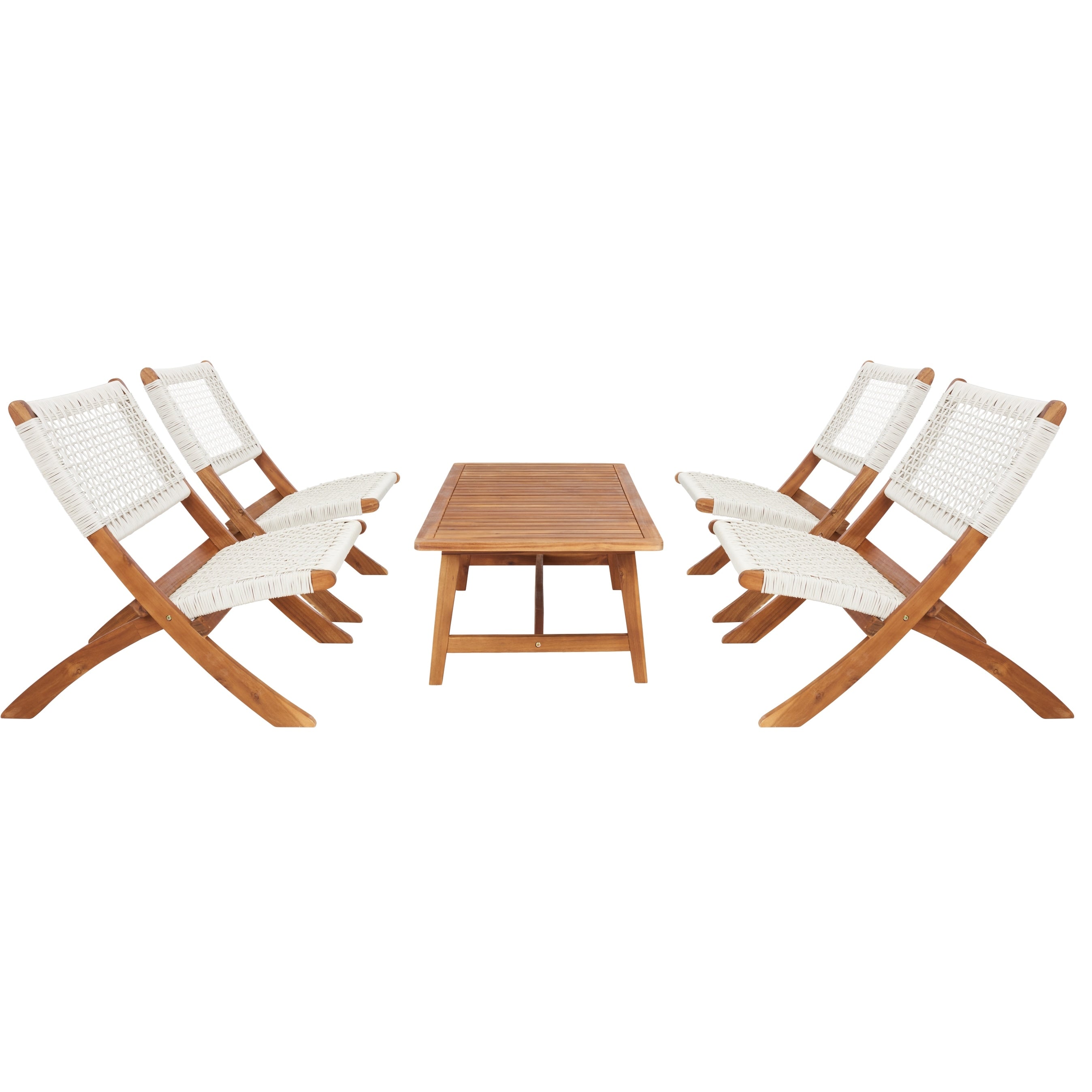 Service à café d'extérieur SAFAVIEH Blaze 5 pièces en bois d'acacia - 22 l x 45 p x 15 h