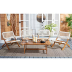 Service à café d'extérieur SAFAVIEH Blaze 5 pièces en bois d'acacia - 22 l x 45 p x 15 h