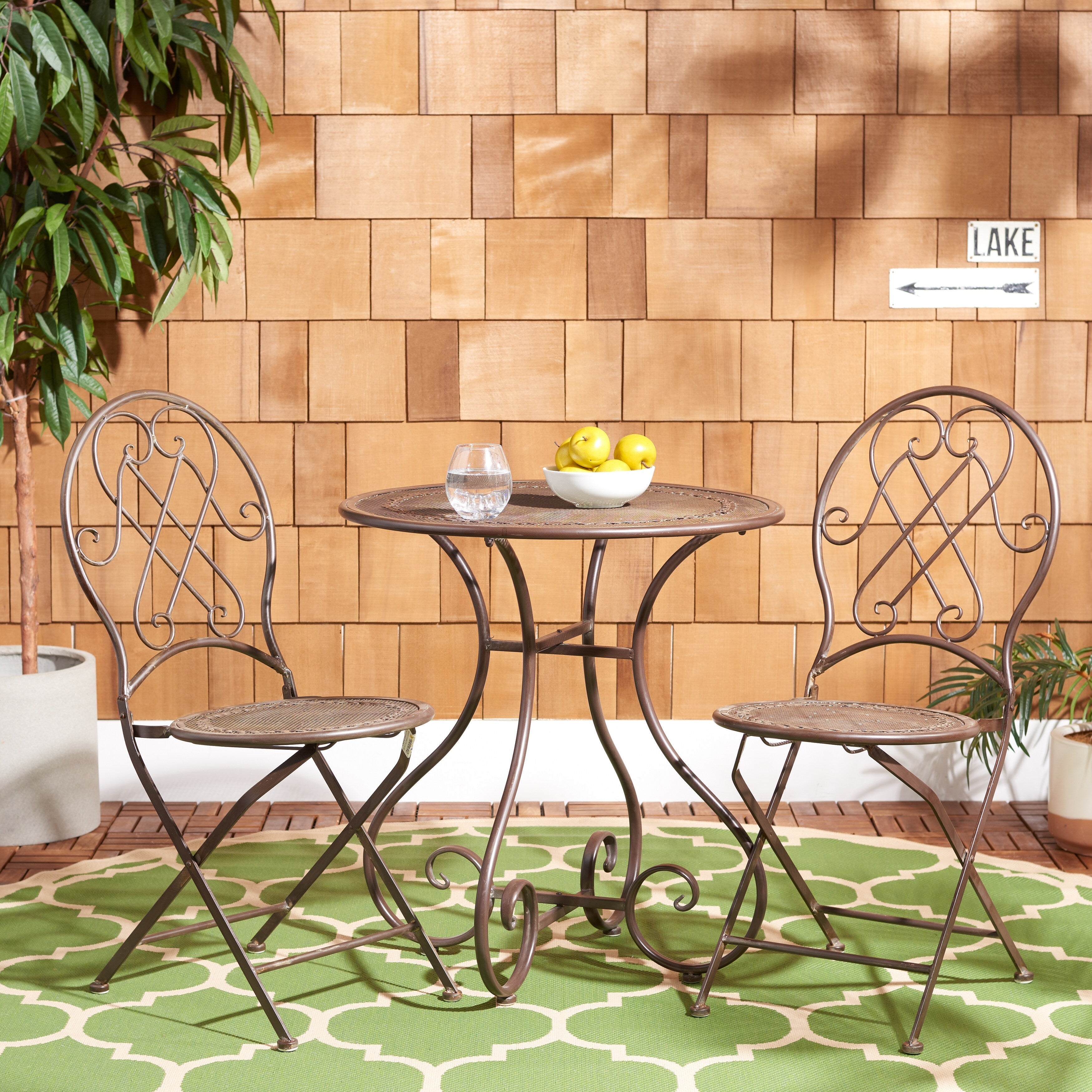SAFAVIEH Ensemble bistro extérieur Dariana 3 pièces - 28Lx28Px30H