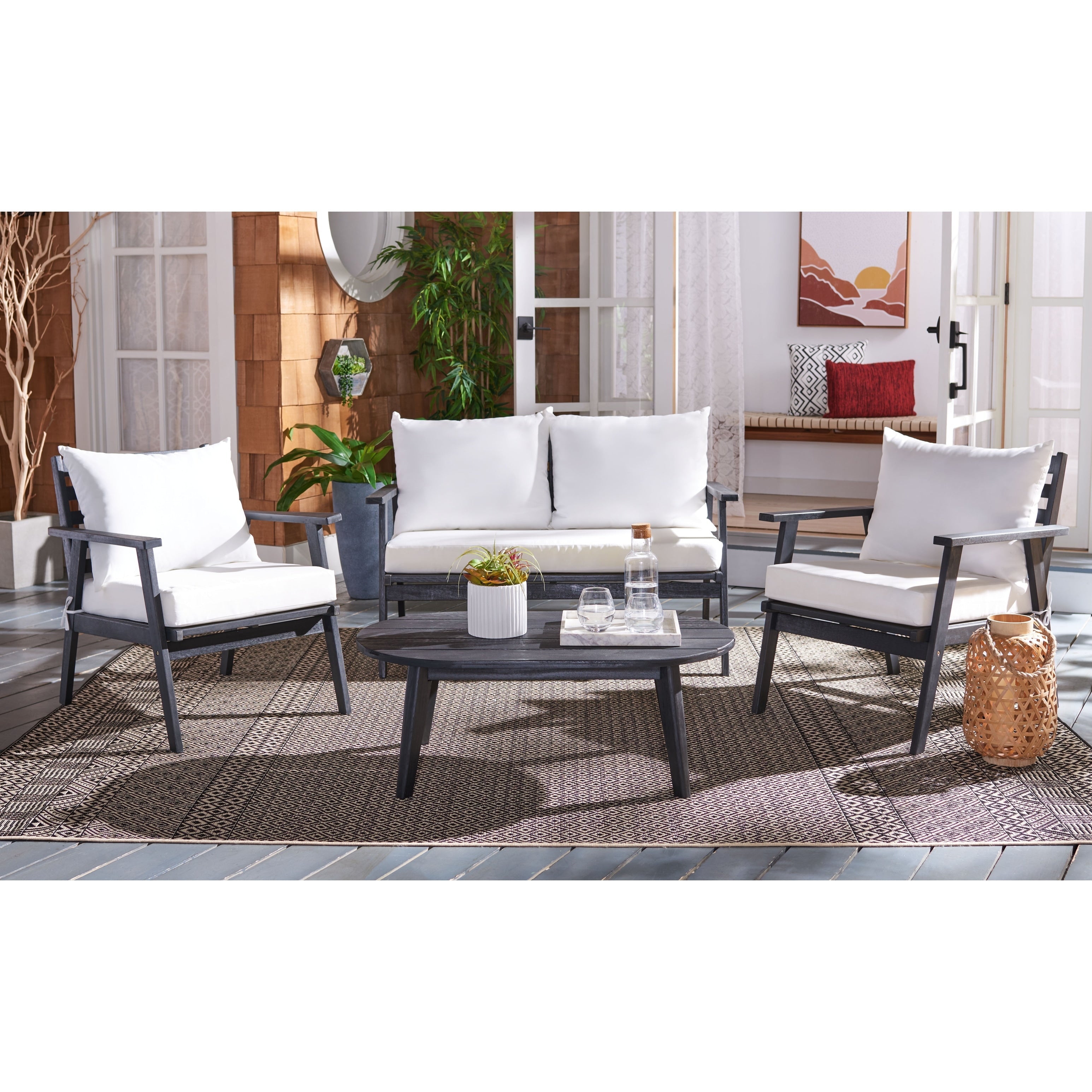 Ensemble de jardin d'extérieur SAFAVIEH Deacon 4 pièces. - 49 L x 30 P x 31 H