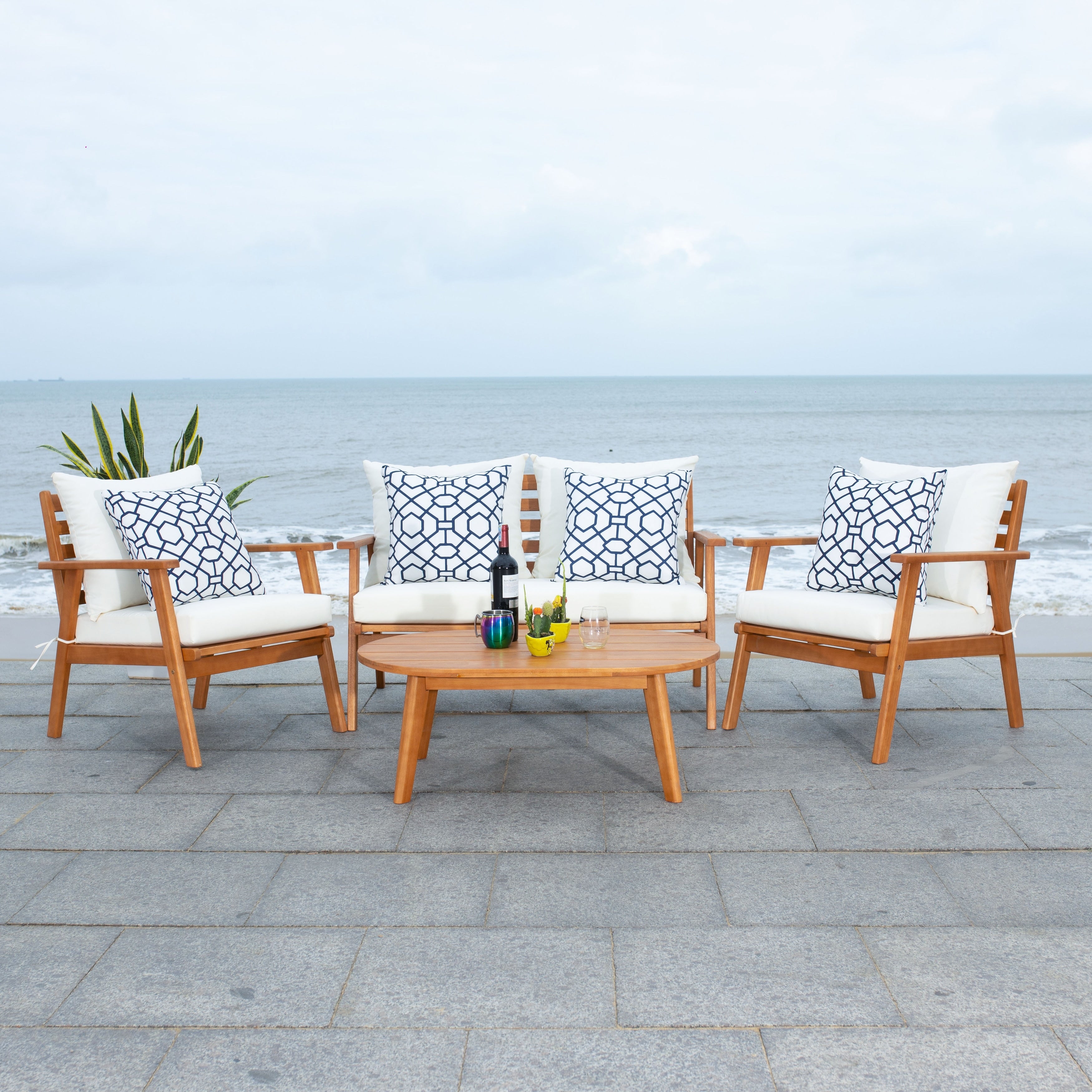 Ensemble de jardin d'extérieur SAFAVIEH Deacon 4 pièces. - 49 L x 30 P x 31 H